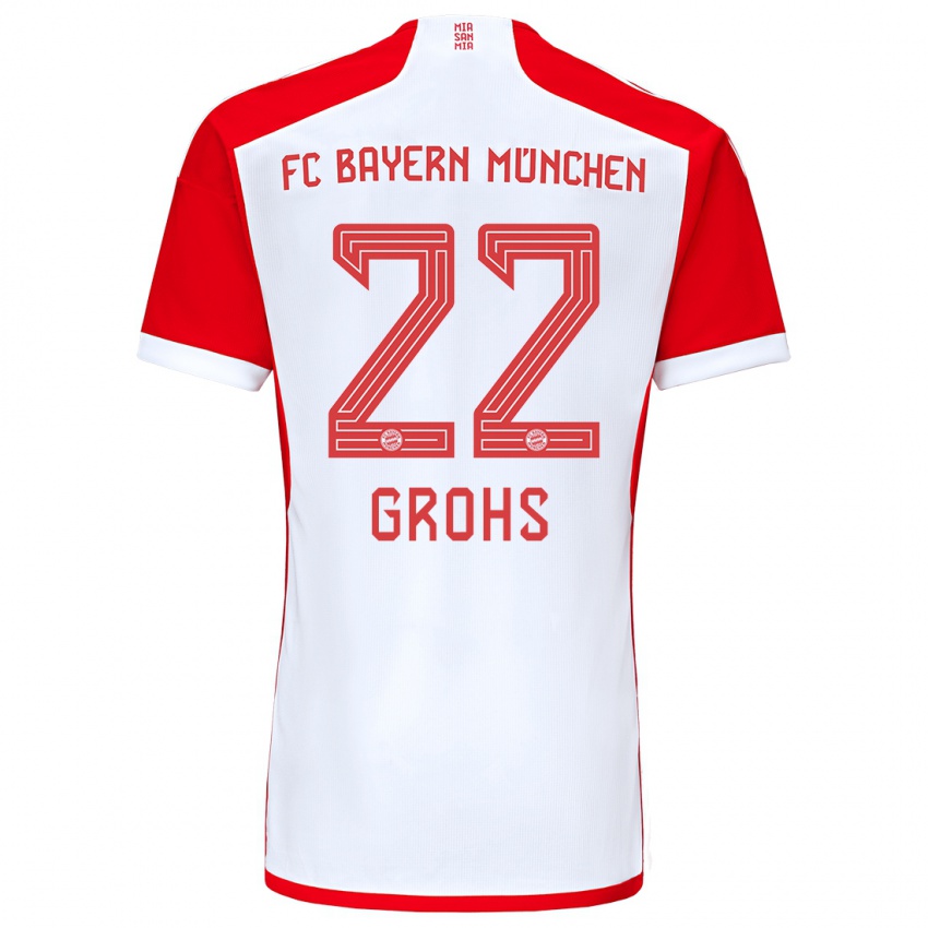 Uomo Maglia Maria Luisa Grohs #22 Rosso Bianco Kit Gara Home 2023/24 Maglietta