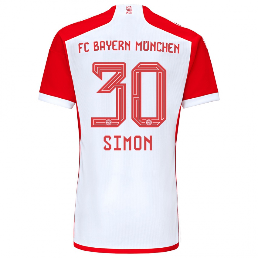 Uomo Maglia Carolin Simon #30 Rosso Bianco Kit Gara Home 2023/24 Maglietta