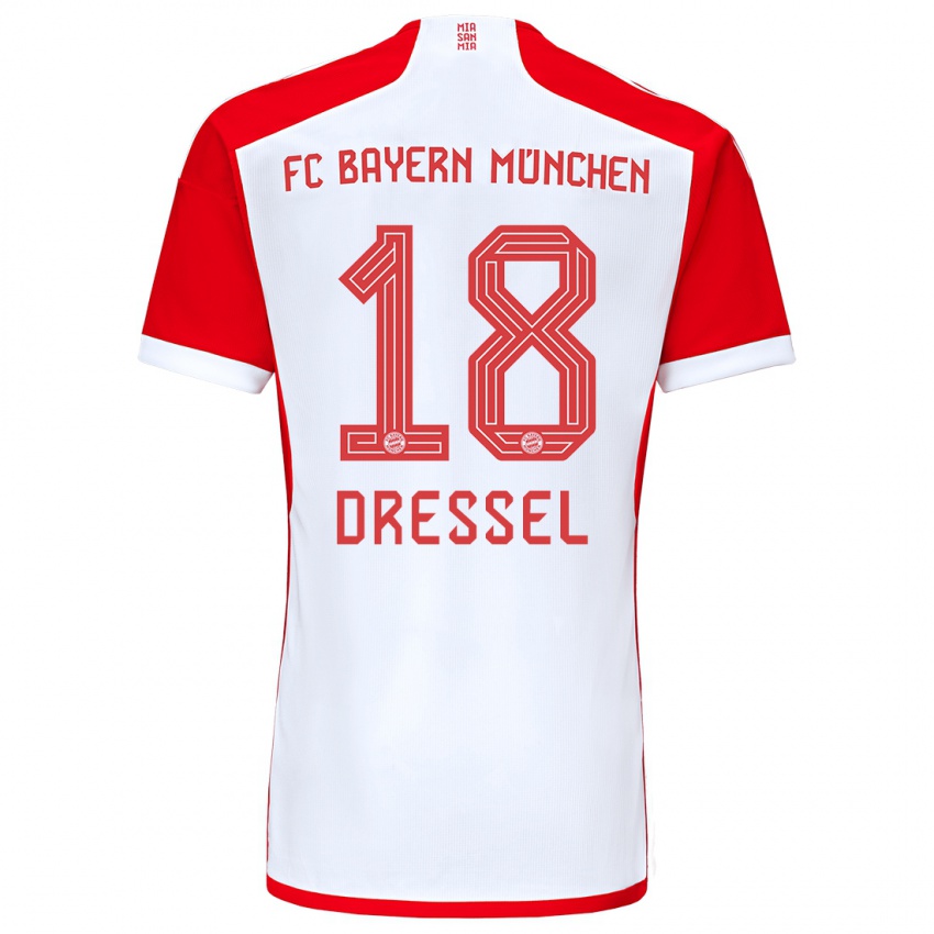 Uomo Maglia Timon Dressel #18 Rosso Bianco Kit Gara Home 2023/24 Maglietta