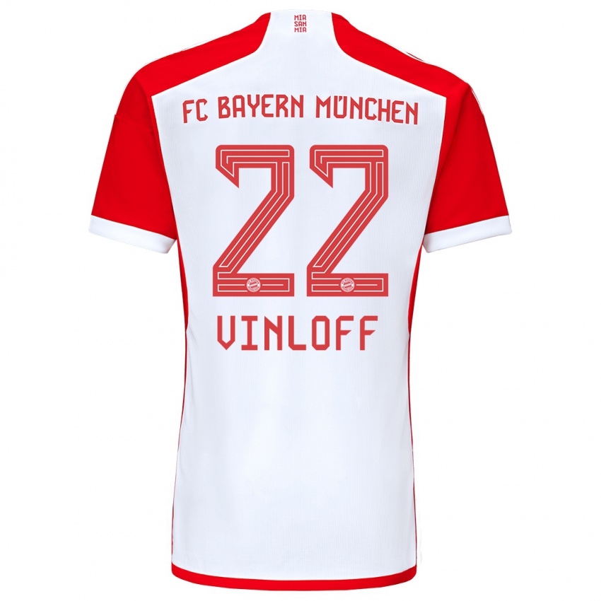 Uomo Maglia Matteo Vinloff #22 Rosso Bianco Kit Gara Home 2023/24 Maglietta