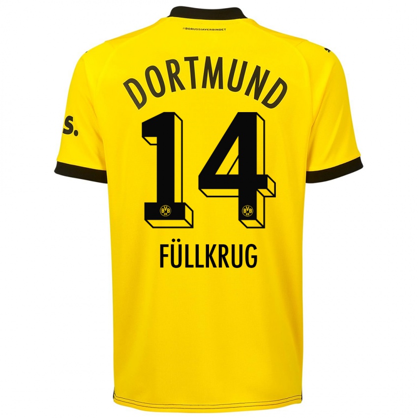 Uomo Maglia Niclas Füllkrug #14 Giallo Kit Gara Home 2023/24 Maglietta