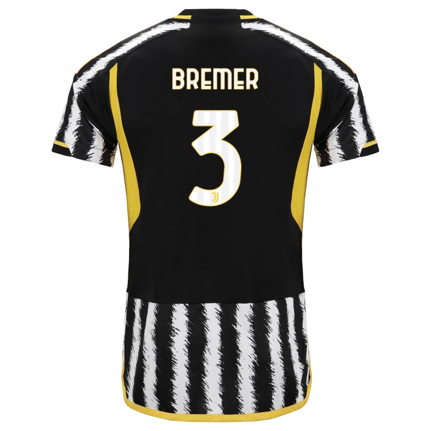 Uomo Maglia Bremer #3 Nero Bianco Kit Gara Home 2023/24 Maglietta