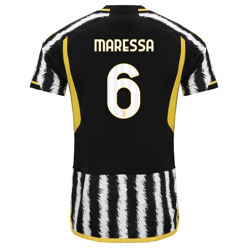 Uomo Maglia Tommaso Maressa #6 Nero Bianco Kit Gara Home 2023/24 Maglietta