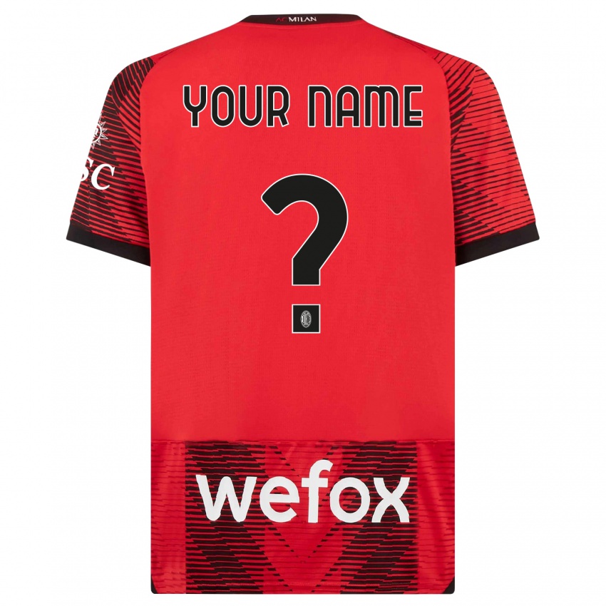 Uomo Maglia Il Tuo Nome #0 Rosso Nero Kit Gara Home 2023/24 Maglietta