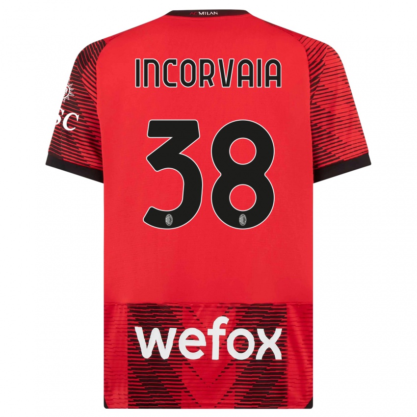 Uomo Maglia Giovanni Incorvaia #38 Rosso Nero Kit Gara Home 2023/24 Maglietta