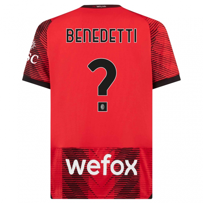 Uomo Maglia Gioele Benedetti #0 Rosso Nero Kit Gara Home 2023/24 Maglietta