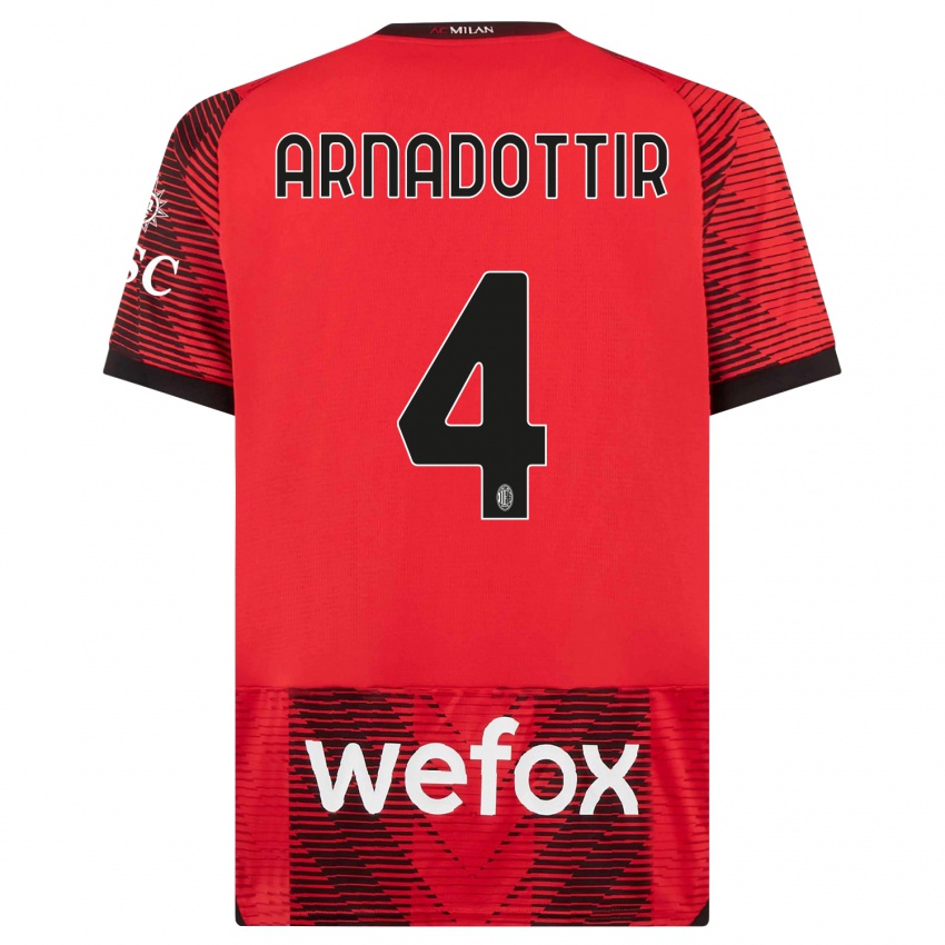 Uomo Maglia Guony Arnadottir #4 Rosso Nero Kit Gara Home 2023/24 Maglietta