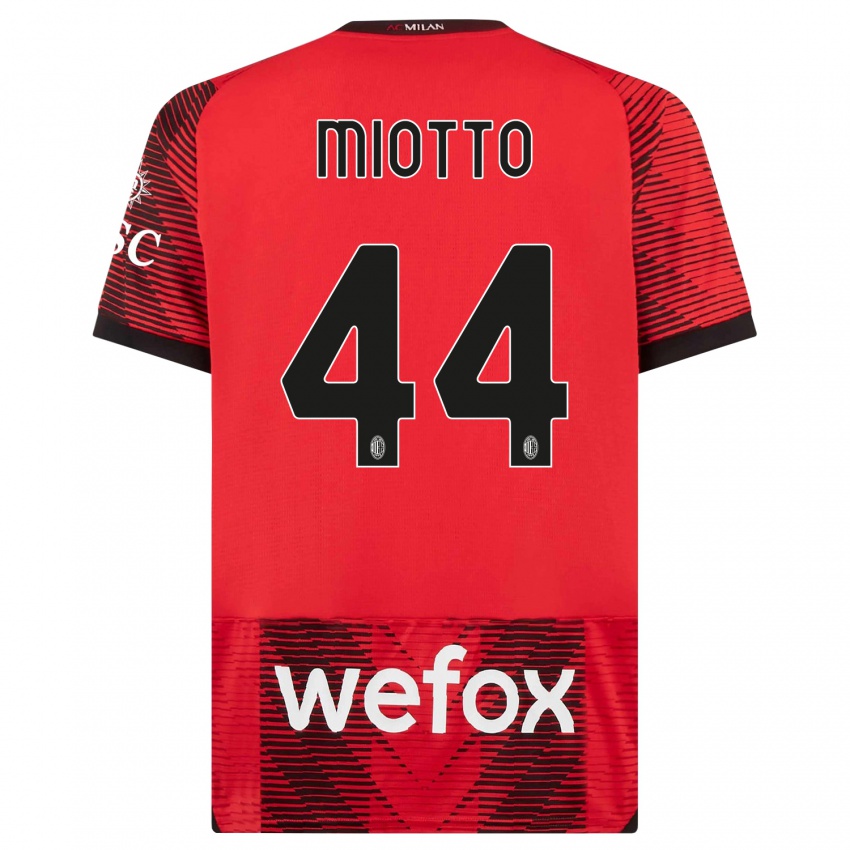 Uomo Maglia Giorgia Miotto #44 Rosso Nero Kit Gara Home 2023/24 Maglietta