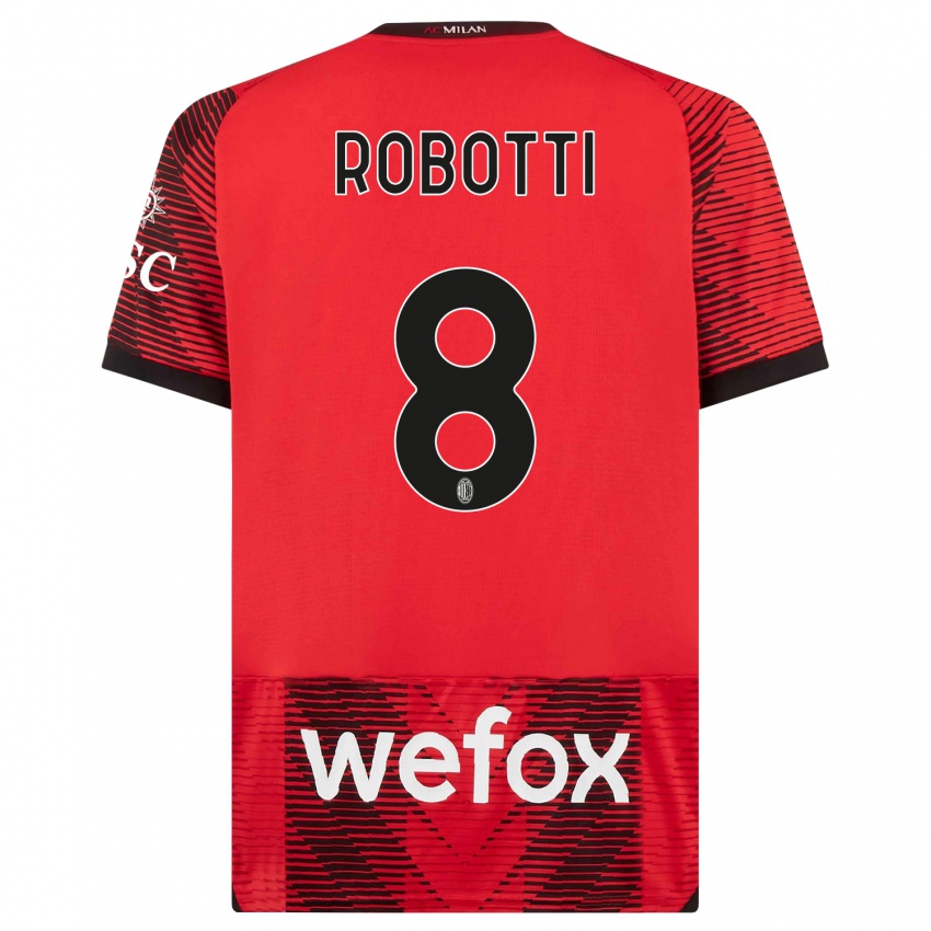 Uomo Maglia Giovanni Robotti #8 Rosso Nero Kit Gara Home 2023/24 Maglietta