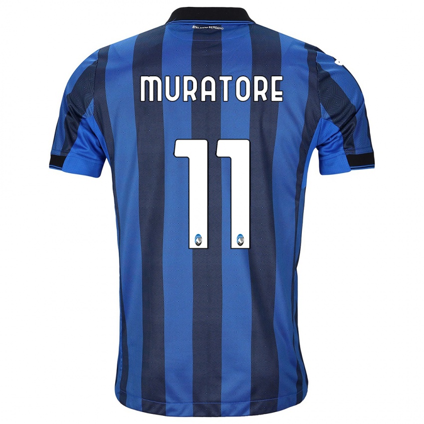 Uomo Maglia Simone Muratore #11 Nero Blu Kit Gara Home 2023/24 Maglietta