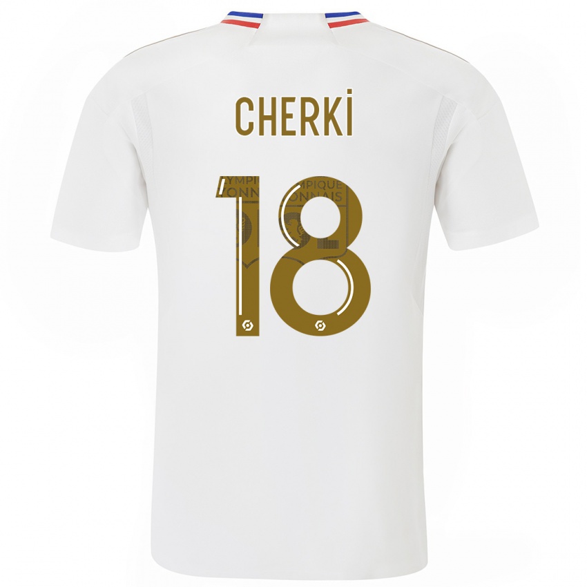 Uomo Maglia Rayan Cherki #18 Bianco Kit Gara Home 2023/24 Maglietta