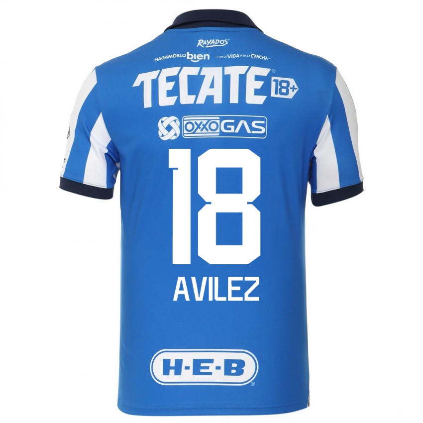 Uomo Maglia Aylin Avilez #18 Blu Bianco Kit Gara Home 2023/24 Maglietta