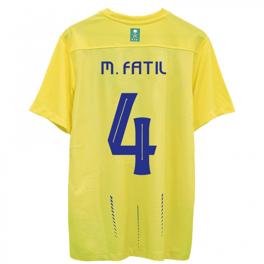 Uomo Maglia Mohammed Al-Fatil #4 Giallo Kit Gara Home 2023/24 Maglietta