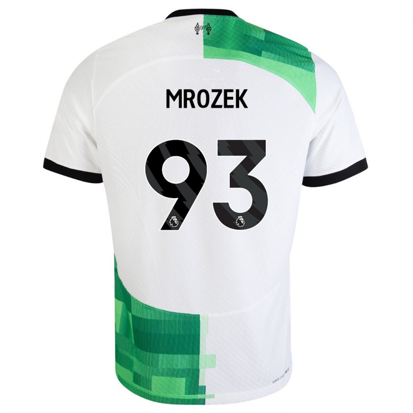 Uomo Maglia Fabian Mrozek #93 Bianco Verde Kit Gara Away 2023/24 Maglietta