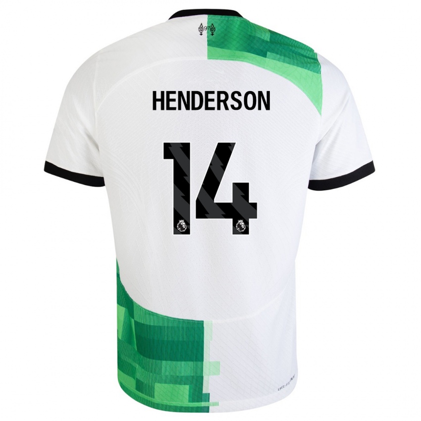 Uomo Maglia Henderson #14 Bianco Verde Kit Gara Away 2023/24 Maglietta