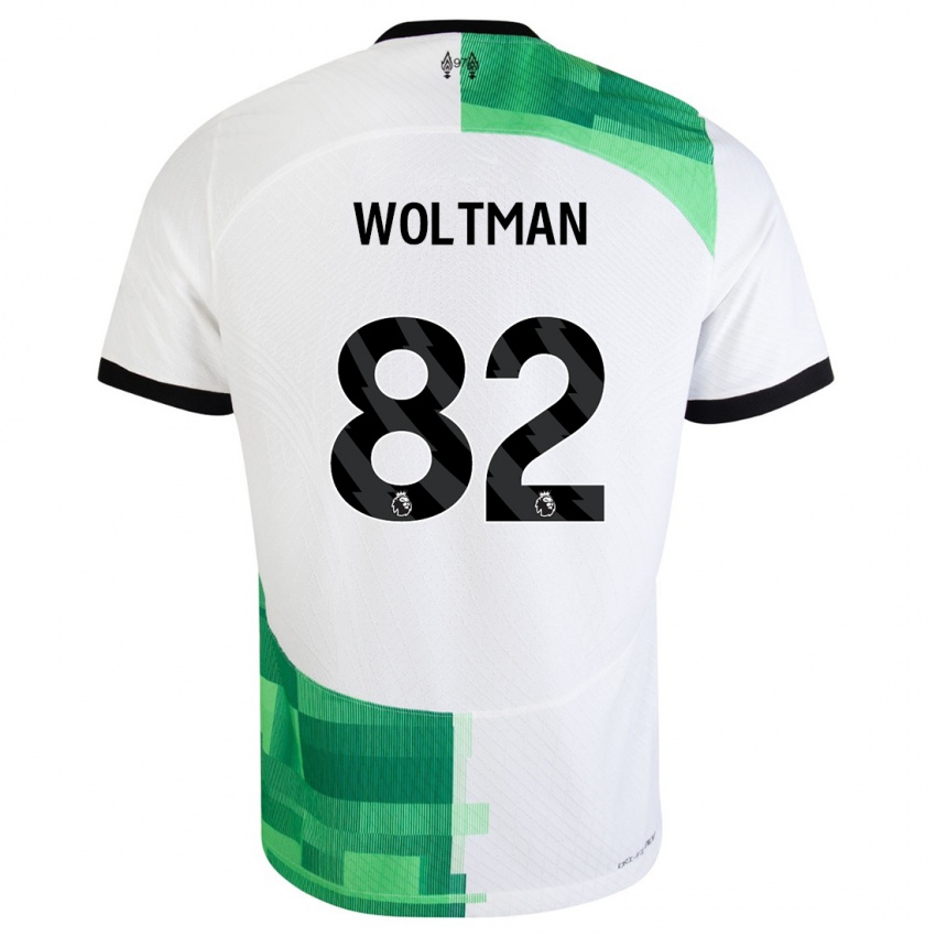 Uomo Maglia Max Woltman #82 Bianco Verde Kit Gara Away 2023/24 Maglietta