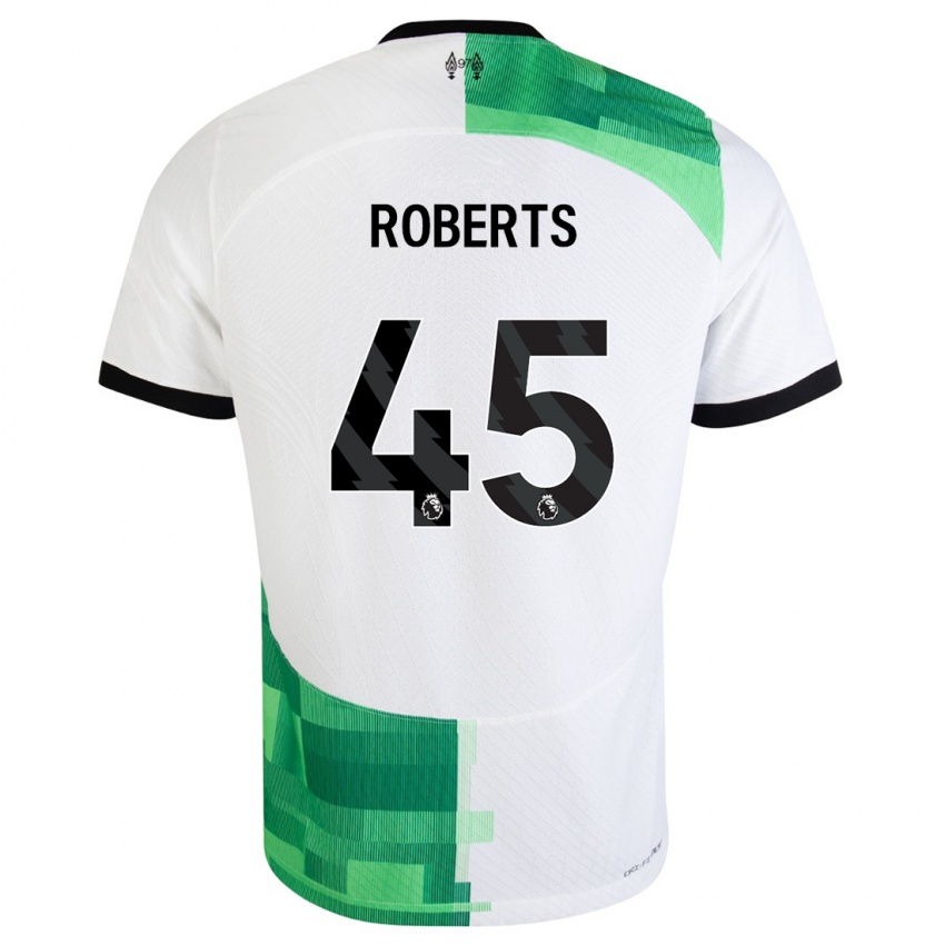 Uomo Maglia Iwan Roberts #45 Bianco Verde Kit Gara Away 2023/24 Maglietta