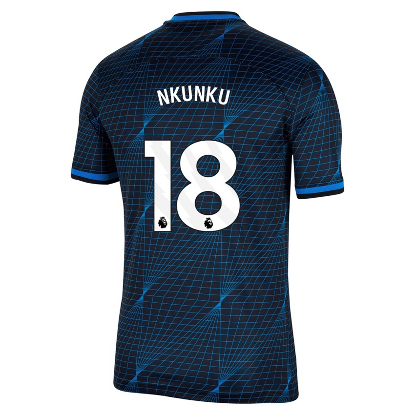 Uomo Maglia Christopher Nkunku #18 Blu Scuro Kit Gara Away 2023/24 Maglietta