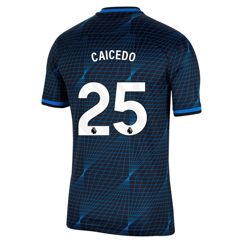 Uomo Maglia Moises Caicedo #25 Blu Scuro Kit Gara Away 2023/24 Maglietta
