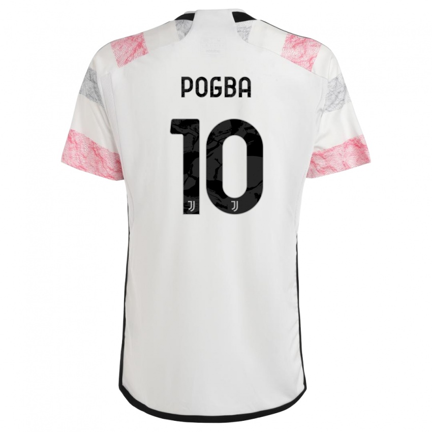 Uomo Maglia Paul Pogba #10 Bianco Rosa Kit Gara Away 2023/24 Maglietta