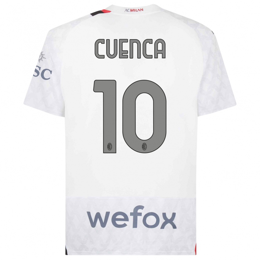 Uomo Maglia Hugo Cuenca #10 Bianco Kit Gara Away 2023/24 Maglietta