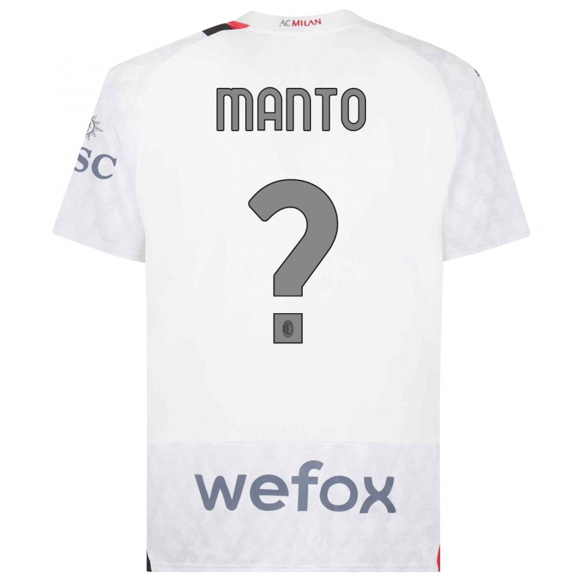 Uomo Maglia Gaetano Manto #0 Bianco Kit Gara Away 2023/24 Maglietta