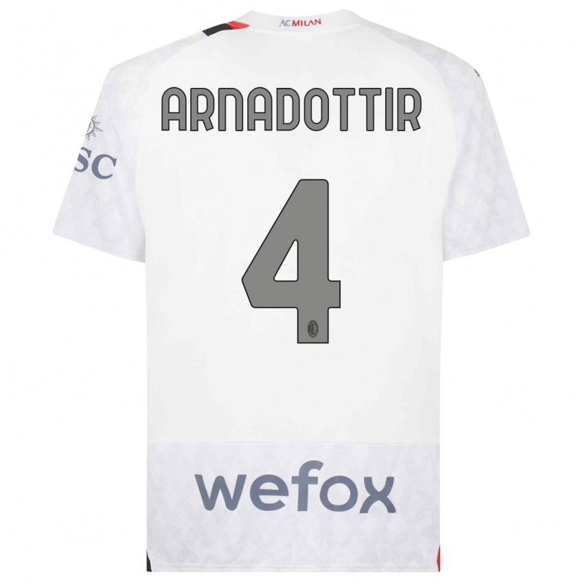 Uomo Maglia Guony Arnadottir #4 Bianco Kit Gara Away 2023/24 Maglietta