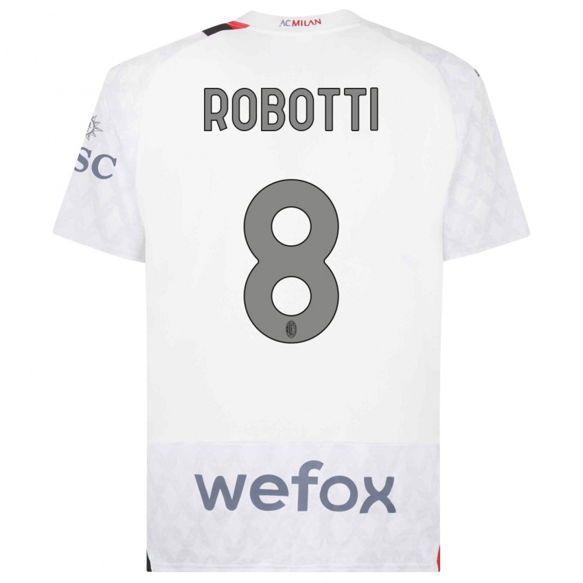 Uomo Maglia Giovanni Robotti #8 Bianco Kit Gara Away 2023/24 Maglietta