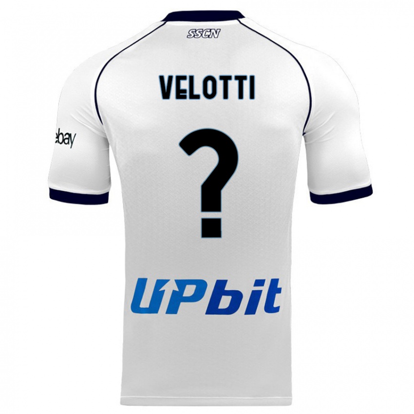 Uomo Maglia Christian Velotti #0 Bianco Kit Gara Away 2023/24 Maglietta