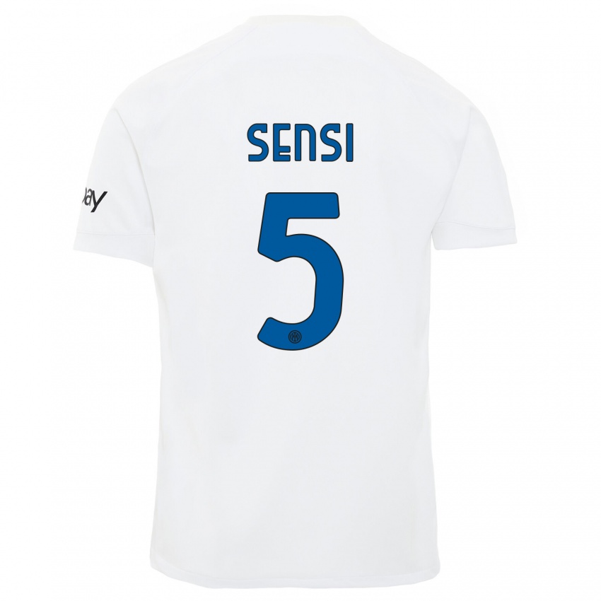 Uomo Maglia Stefano Sensi #5 Bianco Kit Gara Away 2023/24 Maglietta