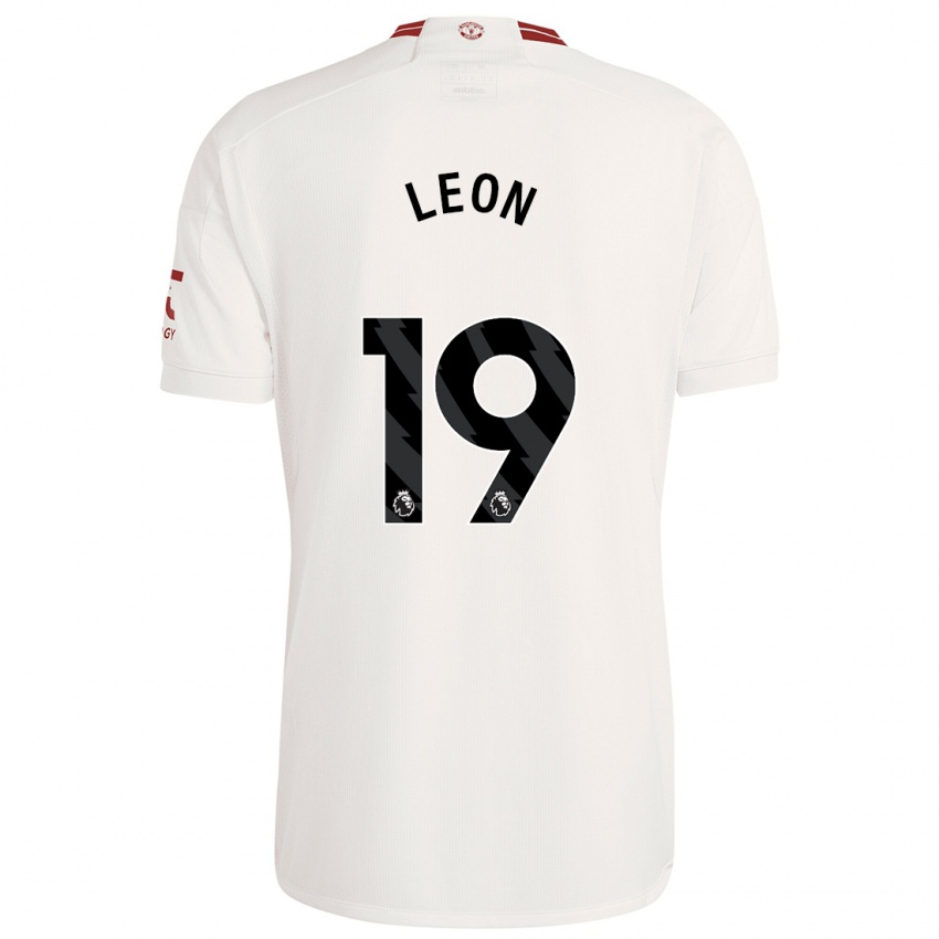 Uomo Maglia Adriana Leon #19 Bianco Kit Gara Third 2023/24 Maglietta