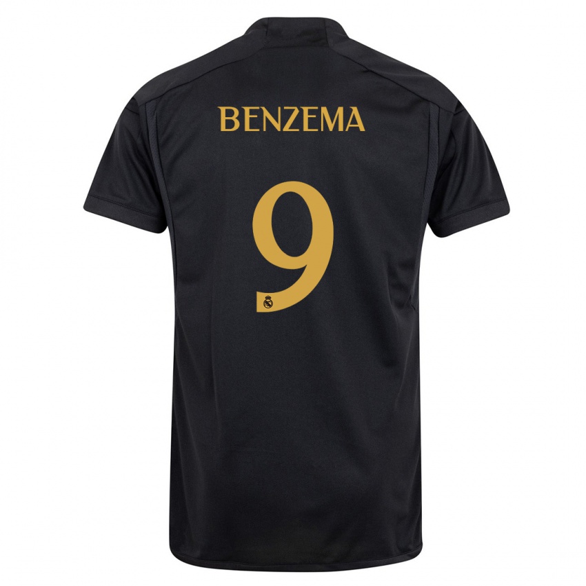 Uomo Maglia Karim Benzema #9 Nero Kit Gara Third 2023/24 Maglietta