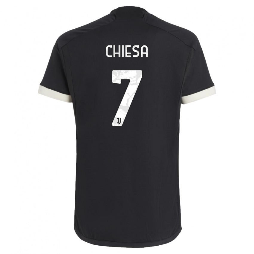 Uomo Maglia Federico Chiesa #7 Nero Kit Gara Third 2023/24 Maglietta