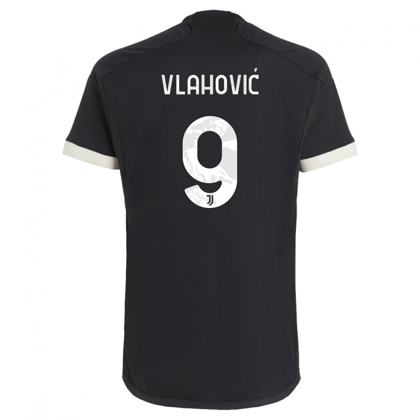 Uomo Maglia Dusan Vlahovic #9 Nero Kit Gara Third 2023/24 Maglietta