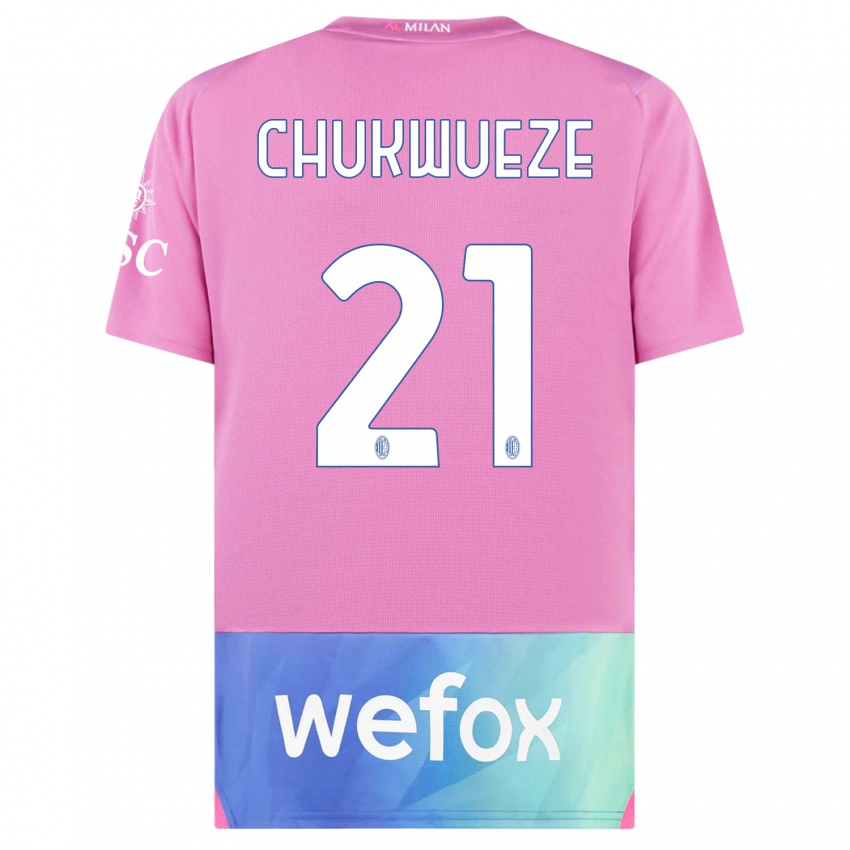 Uomo Maglia Samuel Chukwueze #21 Rosa Viola Kit Gara Third 2023/24 Maglietta