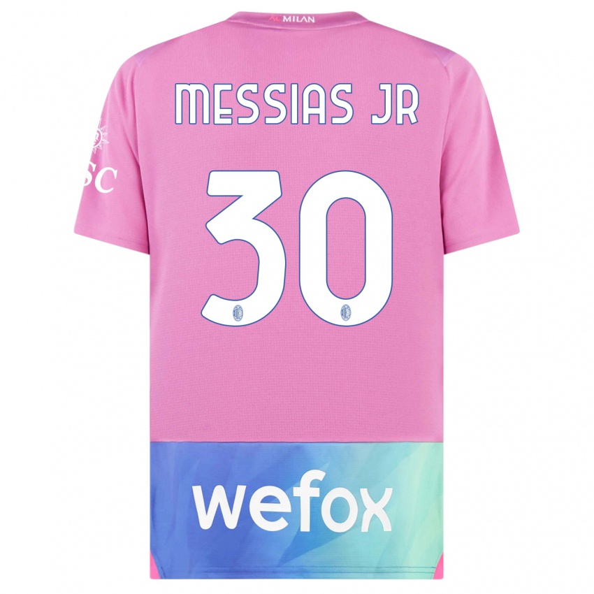 Uomo Maglia Junior Messias #30 Rosa Viola Kit Gara Third 2023/24 Maglietta