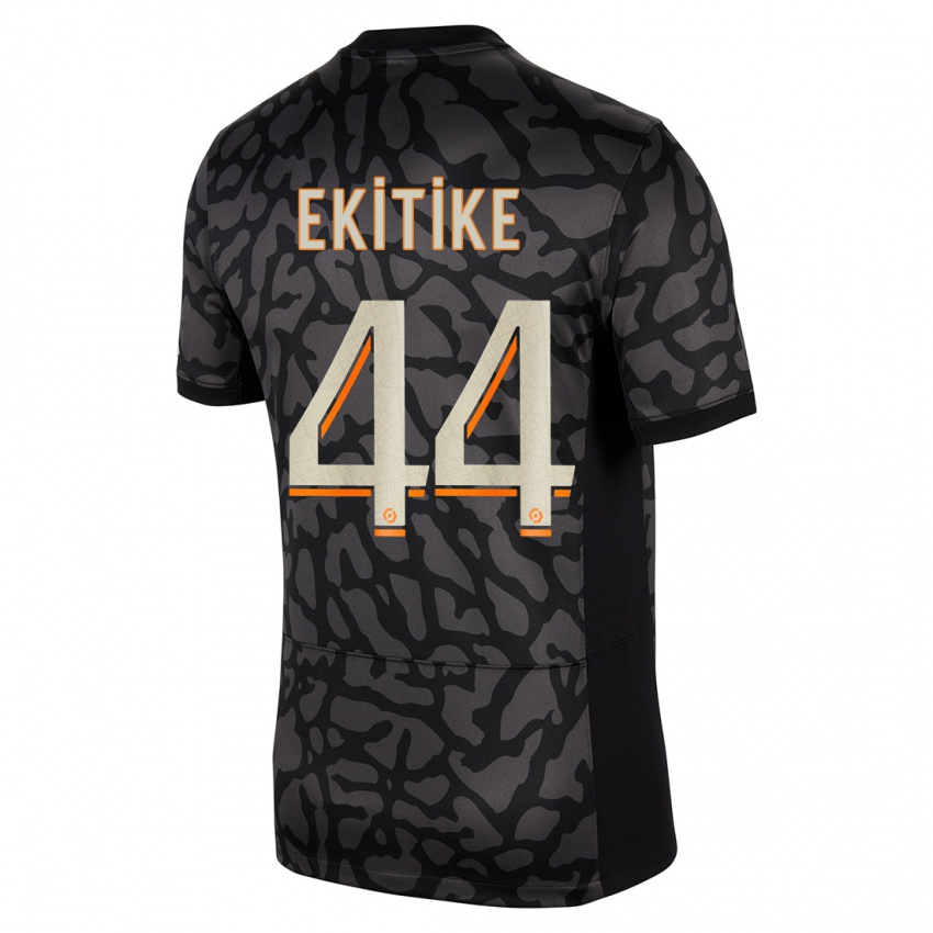 Uomo Maglia Hugo Ekitike #44 Nero Kit Gara Third 2023/24 Maglietta