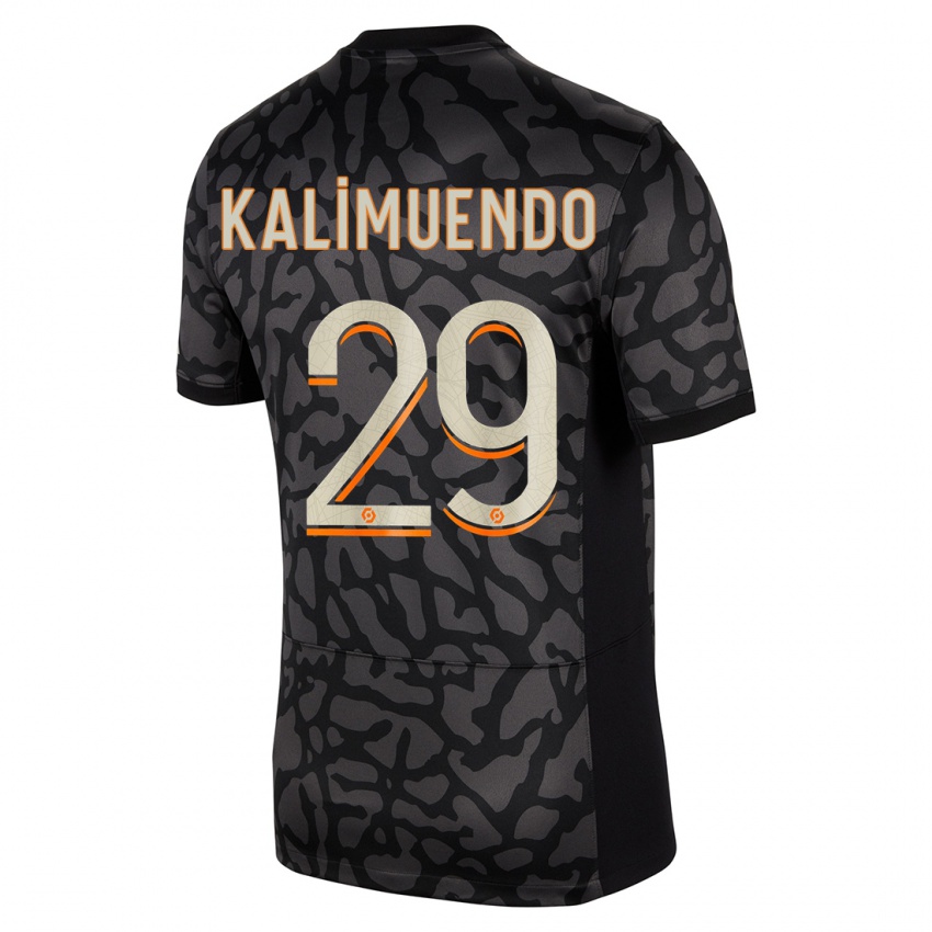 Uomo Maglia Arnaud Kalimuendo #29 Nero Kit Gara Third 2023/24 Maglietta