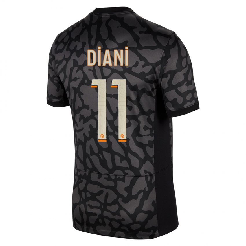 Uomo Maglia Kadidiatou Diani #11 Nero Kit Gara Third 2023/24 Maglietta