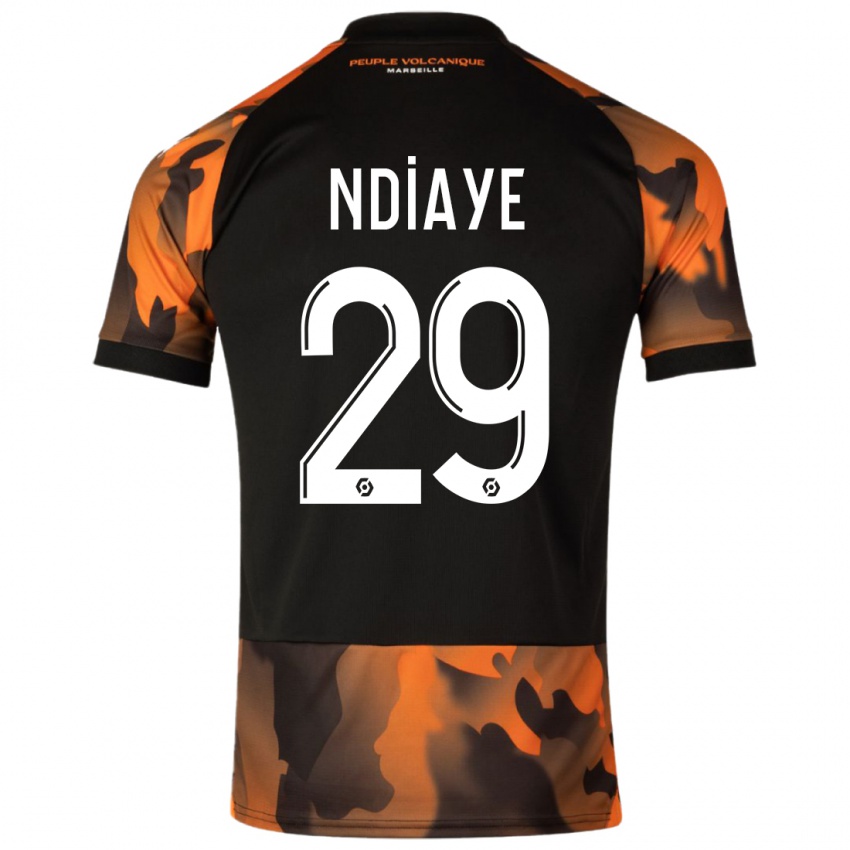 Uomo Maglia Iliman Ndiaye #29 Nero Arancione Kit Gara Third 2023/24 Maglietta