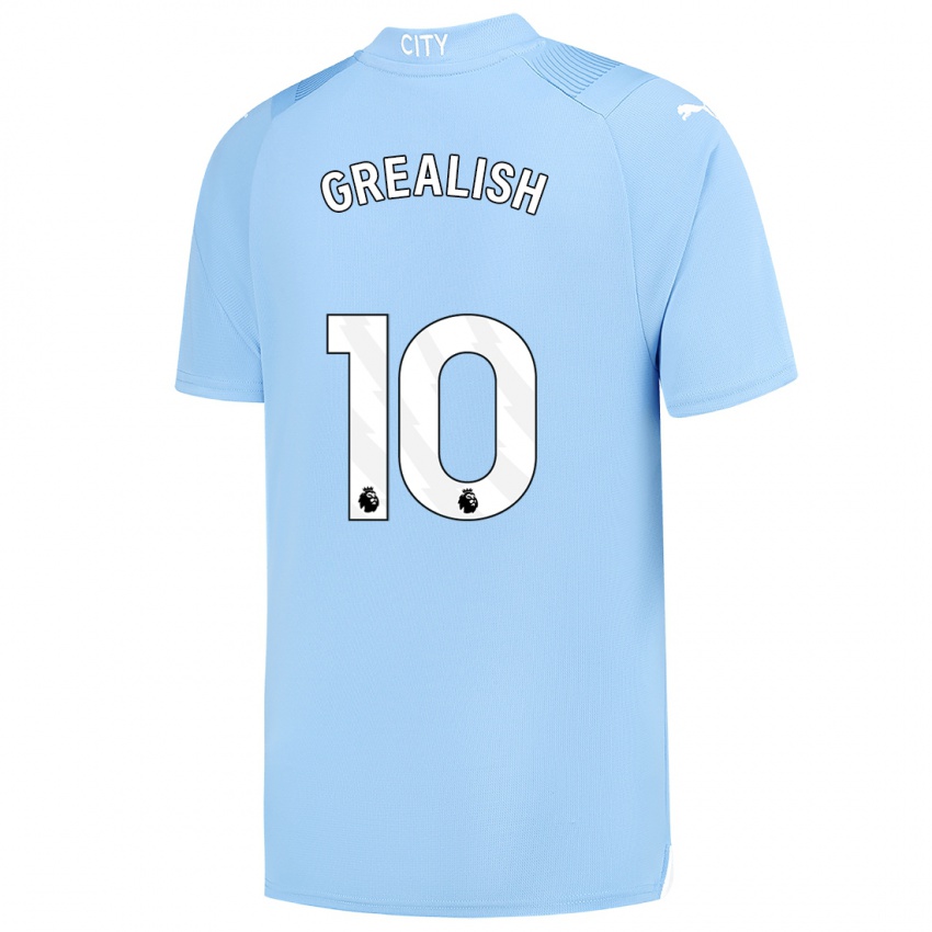 Donna Maglia Jack Grealish #10 Azzurro Kit Gara Home 2023/24 Maglietta