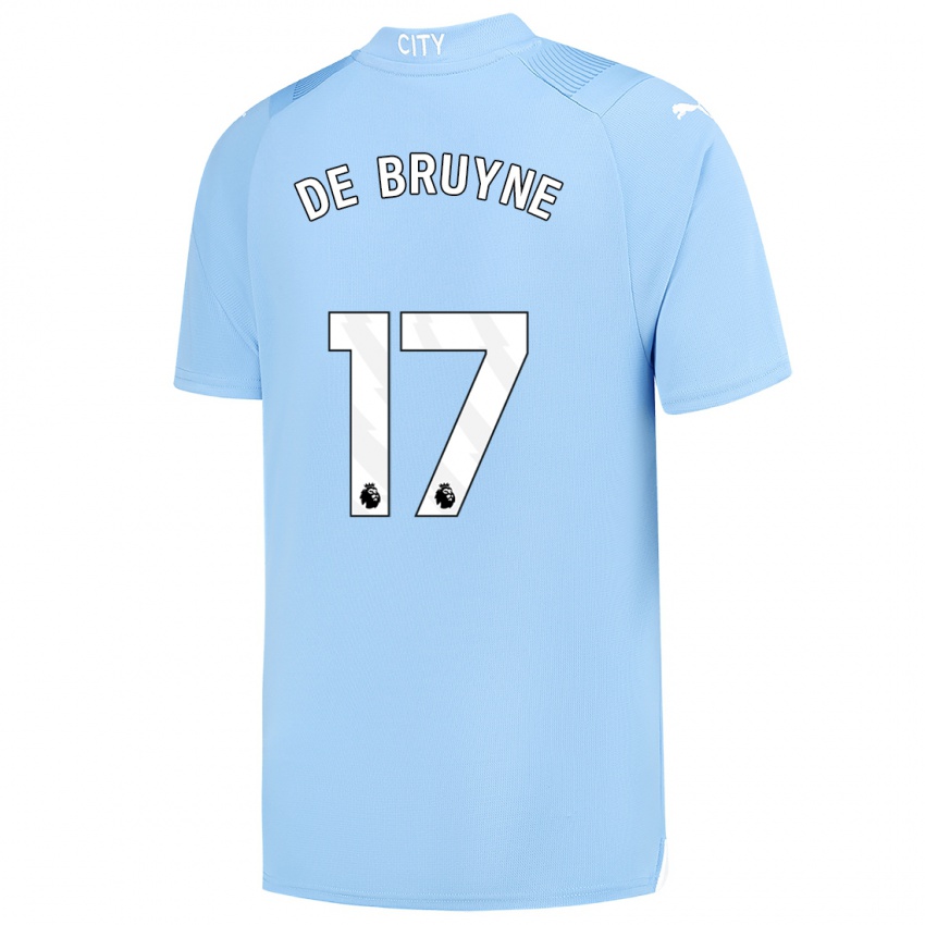 Donna Maglia Kevin De Bruyne #17 Azzurro Kit Gara Home 2023/24 Maglietta