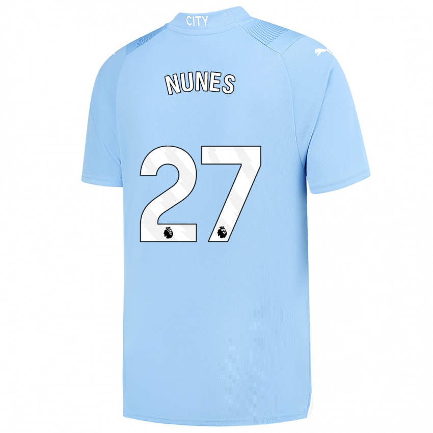 Donna Maglia Matheus Nunes #27 Azzurro Kit Gara Home 2023/24 Maglietta