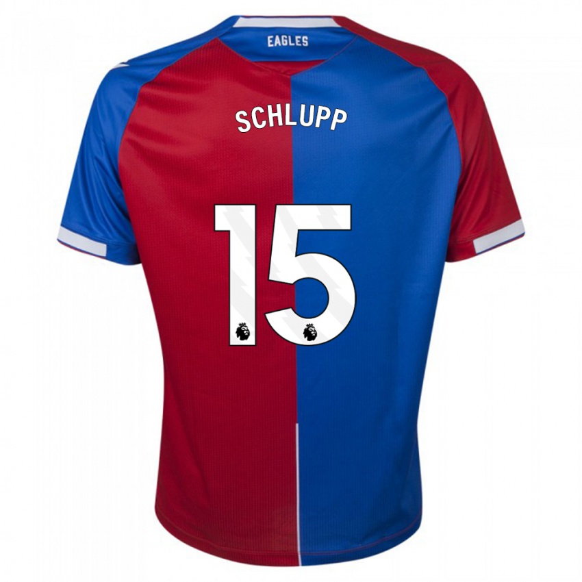 Donna Maglia Jeffrey Schlupp #15 Rosso Blu Kit Gara Home 2023/24 Maglietta