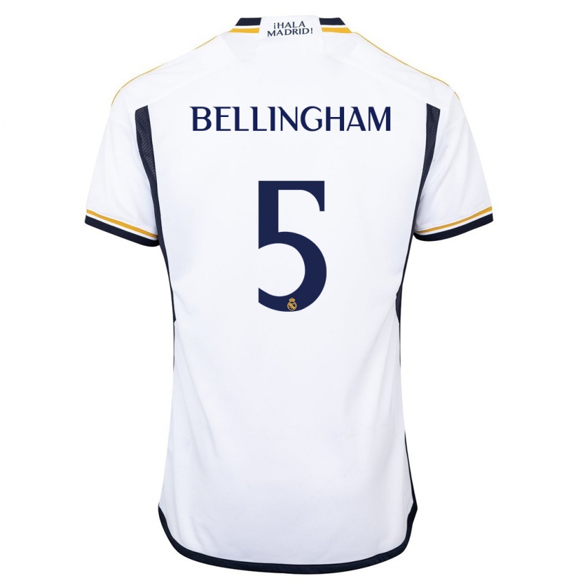 Donna Maglia Jude Bellingham #5 Bianco Kit Gara Home 2023/24 Maglietta