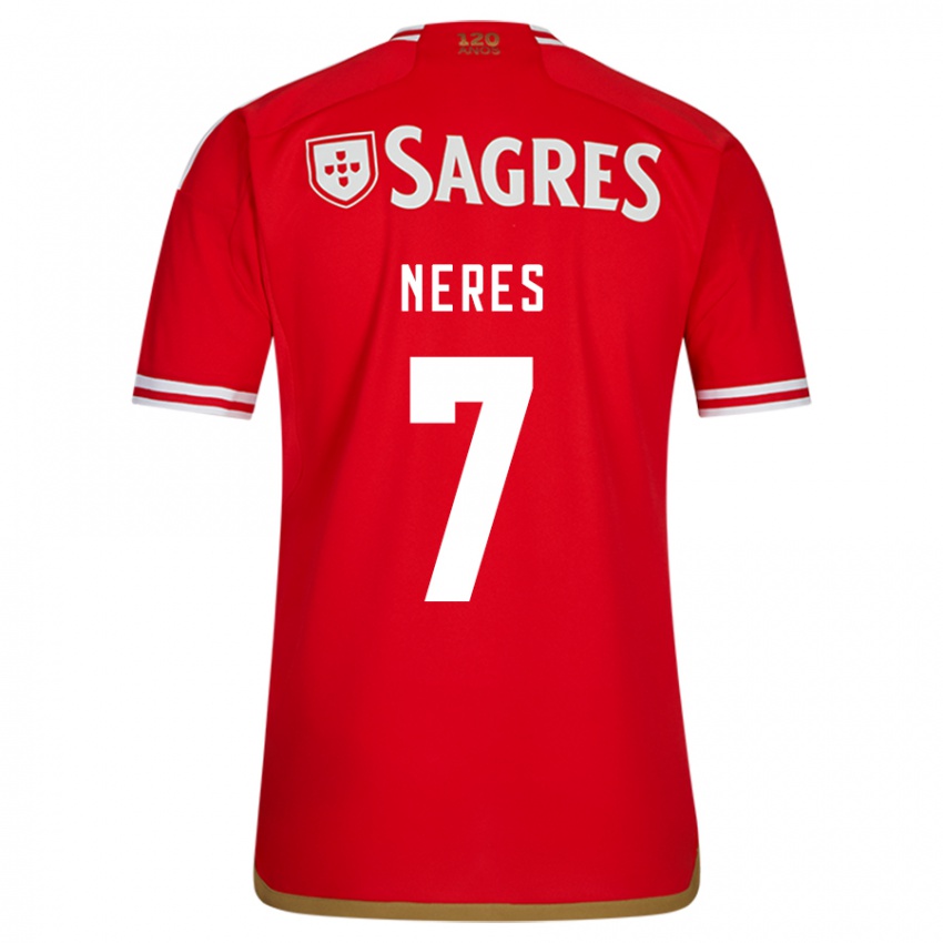 Donna Maglia David Neres #7 Rosso Kit Gara Home 2023/24 Maglietta