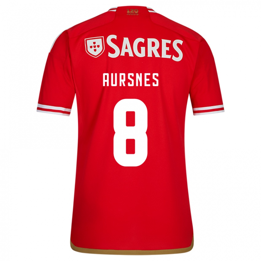 Donna Maglia Fredrik Aursnes #8 Rosso Kit Gara Home 2023/24 Maglietta