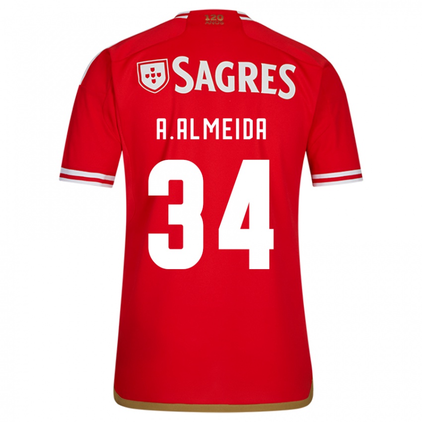 Donna Maglia Andre Almeida #34 Rosso Kit Gara Home 2023/24 Maglietta