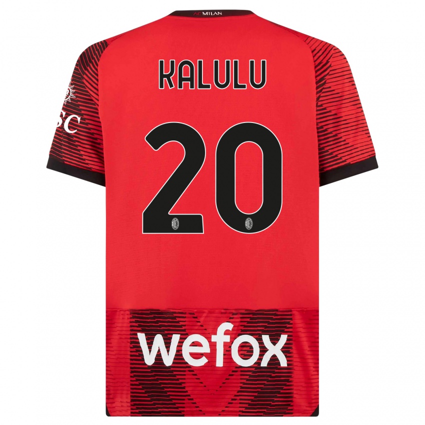 Donna Maglia Pierre Kalulu #20 Rosso Nero Kit Gara Home 2023/24 Maglietta