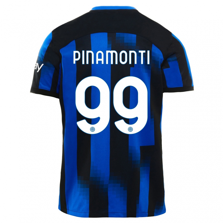 Donna Maglia Andrea Pinamonti #99 Nero Blu Kit Gara Home 2023/24 Maglietta